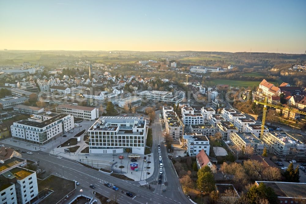 Leonberg from above - Town Hall building of the city administration in Leonberg in the state Baden-Wuerttemberg, Germany