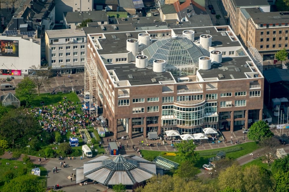 Dortmund from above - Town Hall building of the City Council at the market downtown in Dortmund in the state North Rhine-Westphalia, Germany