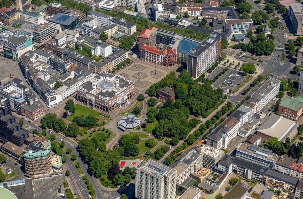 Aerial photograph Dortmund - Town Hall building of the City Council at the market downtown in Dortmund in the state North Rhine-Westphalia, Germany