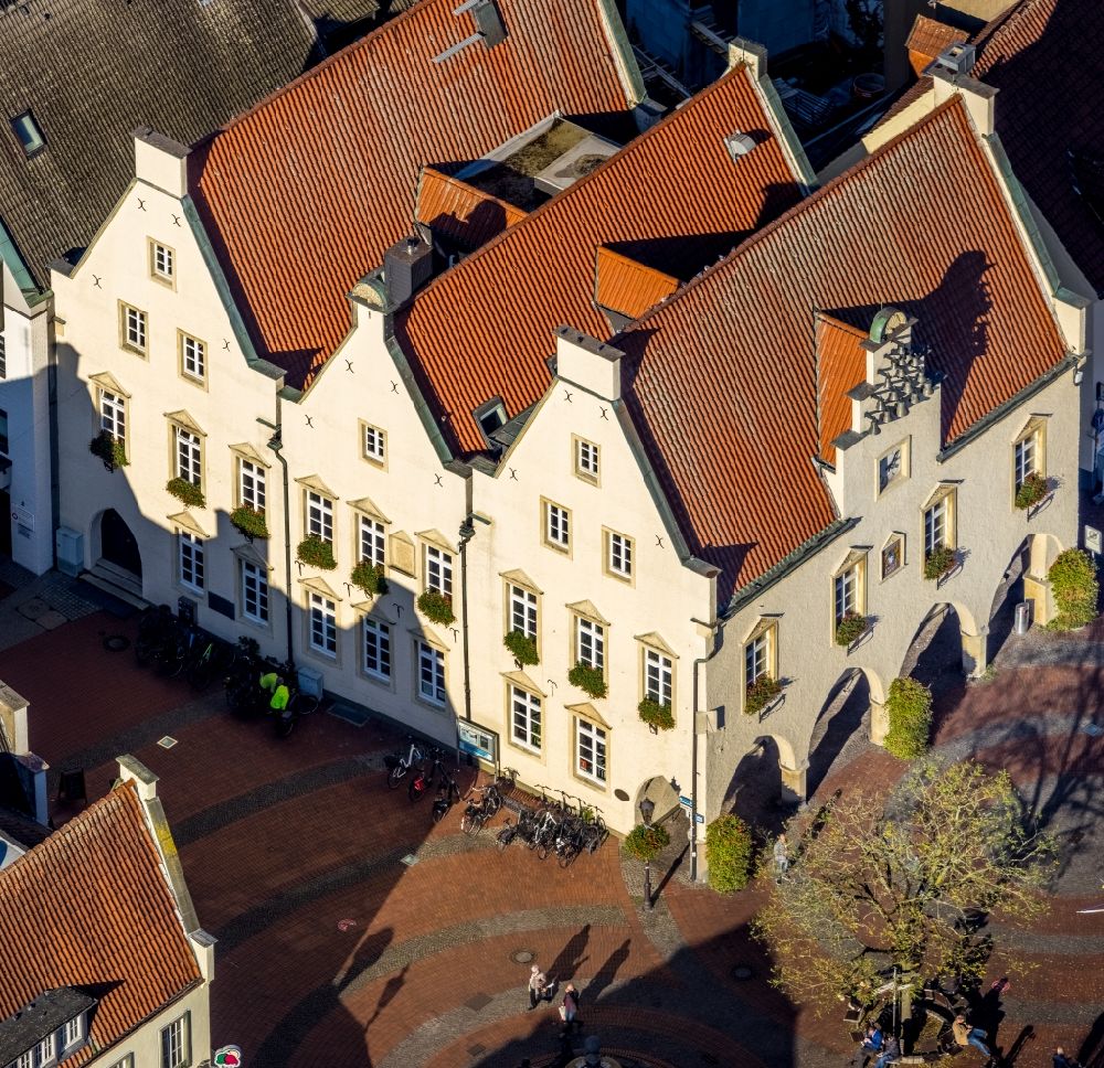 Aerial image Haltern am See - Town Hall building of the City Council at the market downtown in Haltern am See in the state North Rhine-Westphalia, Germany