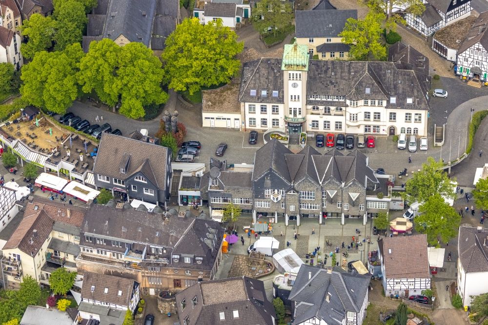 Herdecke from the bird's eye view: Town Hall building of the City Council at the market downtown in Herdecke in the state North Rhine-Westphalia, Germany
