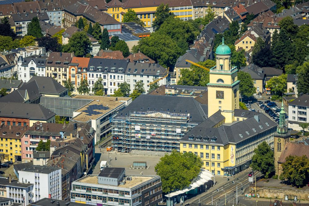 Aerial image Witten - Town Hall building of the City Council at the market downtown in Witten in the state North Rhine-Westphalia