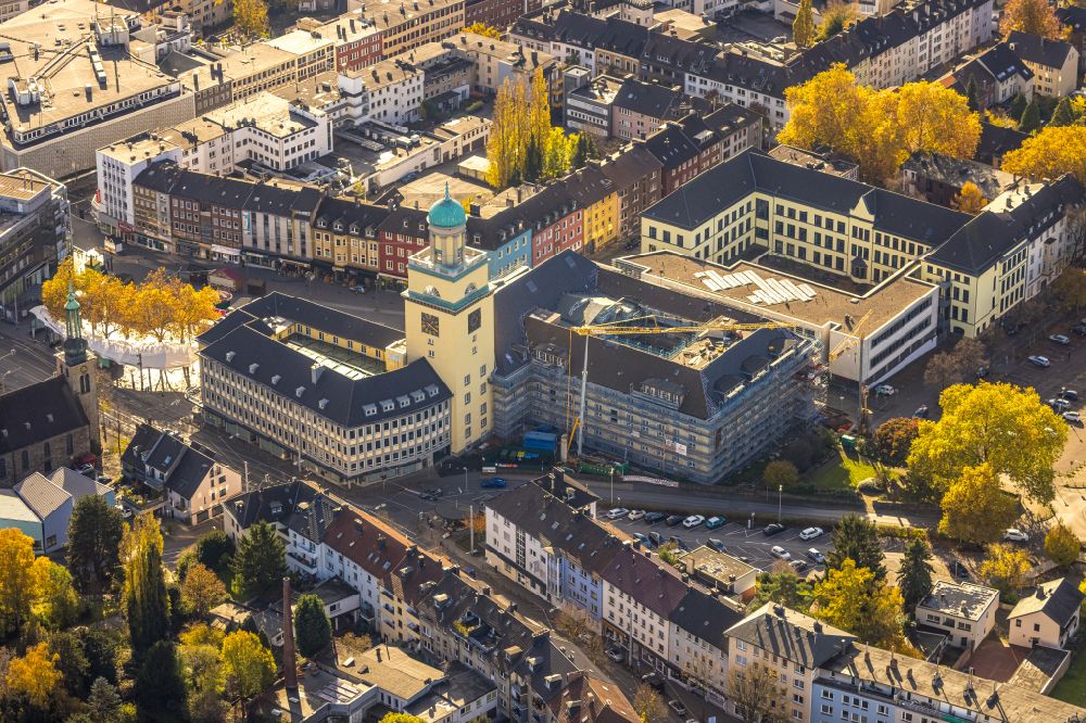 Witten from the bird's eye view: Town Hall building of the City Council at the market downtown in Witten in the state North Rhine-Westphalia