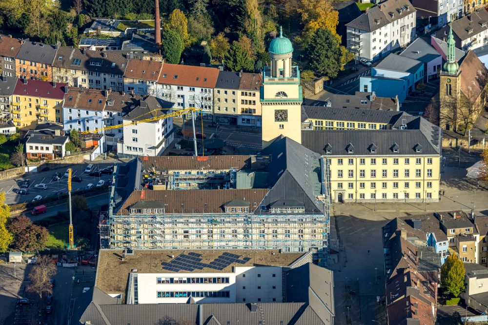 Aerial photograph Witten - Town Hall building of the City Council at the market downtown in Witten in the state North Rhine-Westphalia