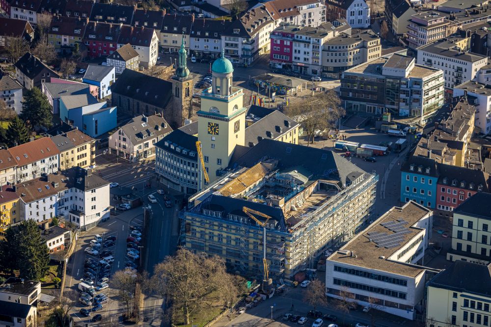 Witten from the bird's eye view: Town Hall building of the City Council at the market downtown in Witten in the state North Rhine-Westphalia