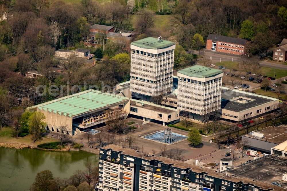 Aerial photograph Marl - Town Hall building of the city administration on Creiler Platz in Marl in the state North Rhine-Westphalia, Germany