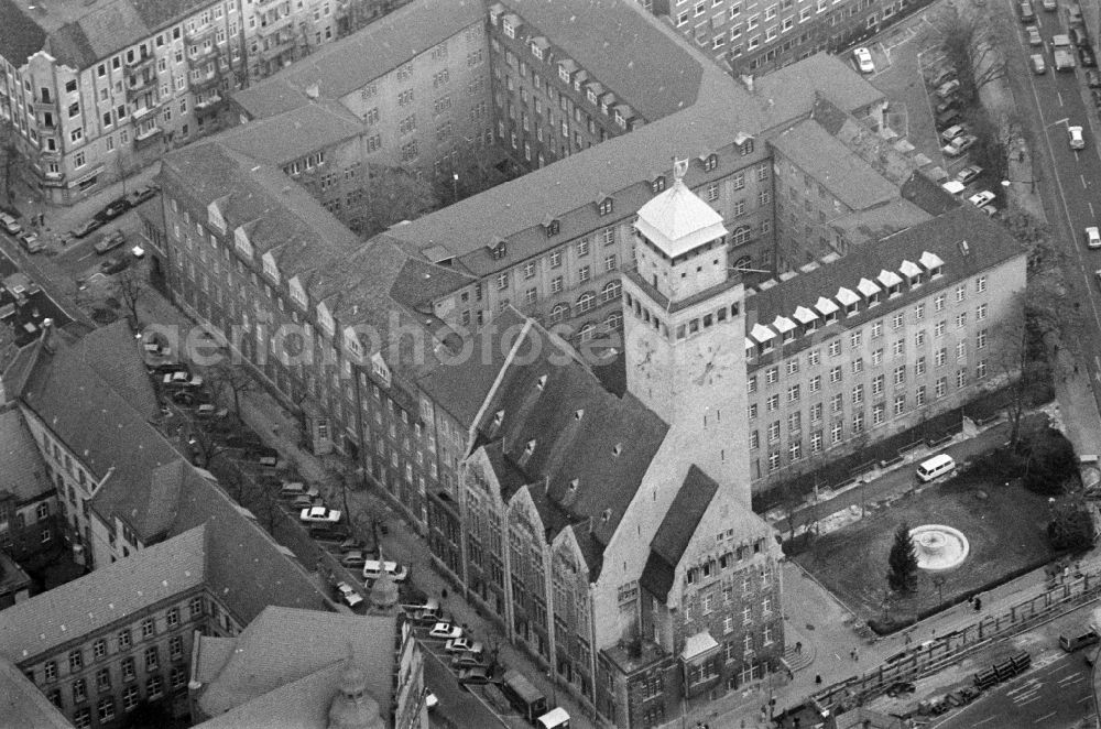 Aerial image Berlin - Town Hall building of the city administration Rathaus Neukoelln on Karl-Marx-Strasse in the district Neukoelln in Berlin, Germany