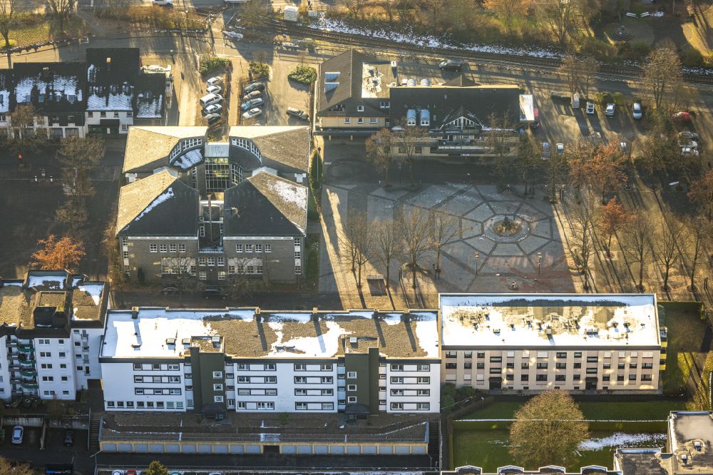 Olsberg from the bird's eye view: Town Hall building of the city administration on Bigger Platz in Olsberg at Sauerland in the state North Rhine-Westphalia, Germany