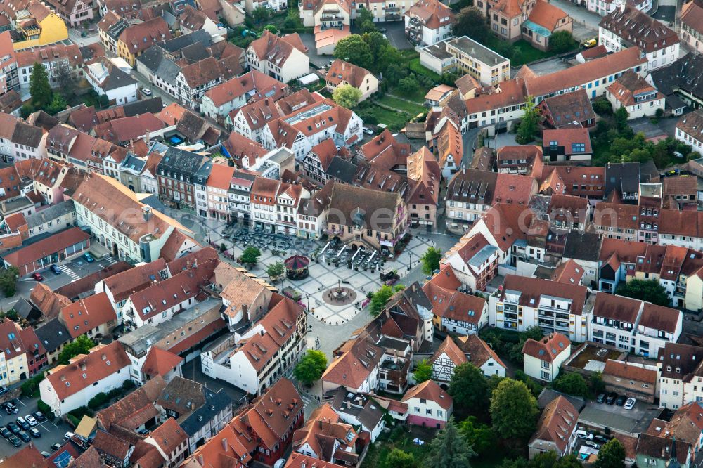 Aerial image Molsheim - Town Hall building of the City Council at the market downtown in Molsheim in Grand Est, France