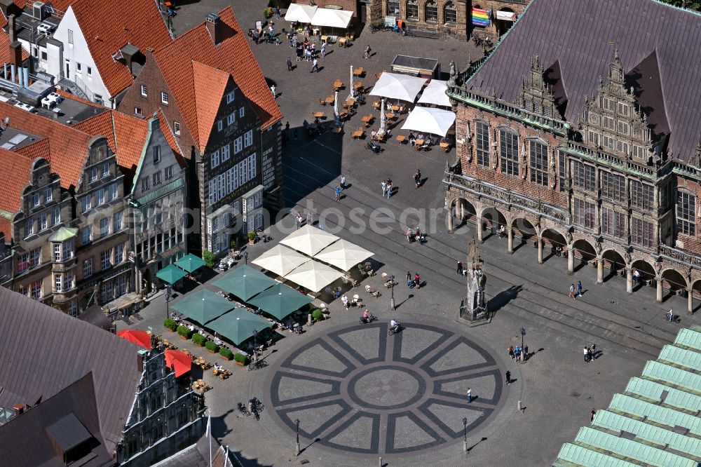 Bremen from above - Town Hall building of the city administration on the Domshof Square in Bremen in Germany