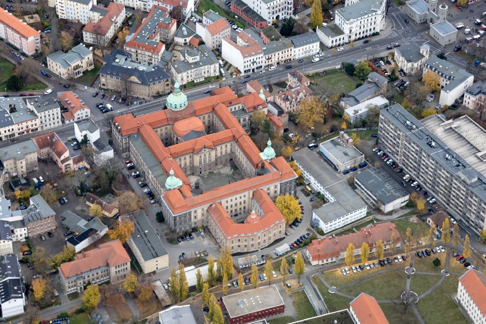 Potsdam from above - Town Hall building of the city administration on Friedrich-Ebert-Strasse in Potsdam in the state Brandenburg, Germany