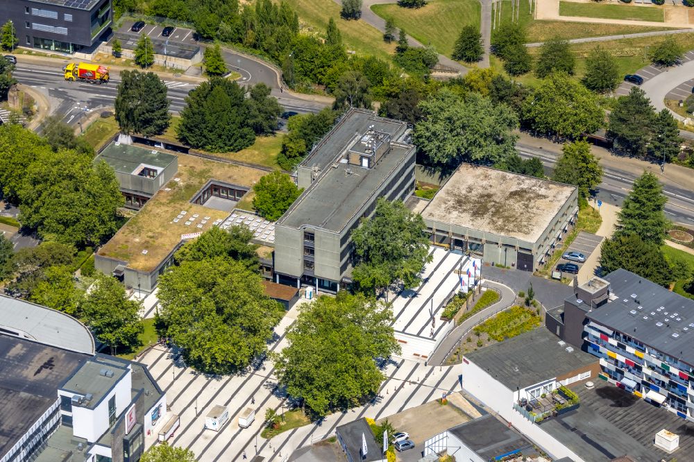 Gevelsberg from the bird's eye view: Building of the town hall of the city administration of the city of Gevelsberg on the town hall square in Gevelsberg in the Ruhr area in the state of North Rhine-Westphalia, Germany