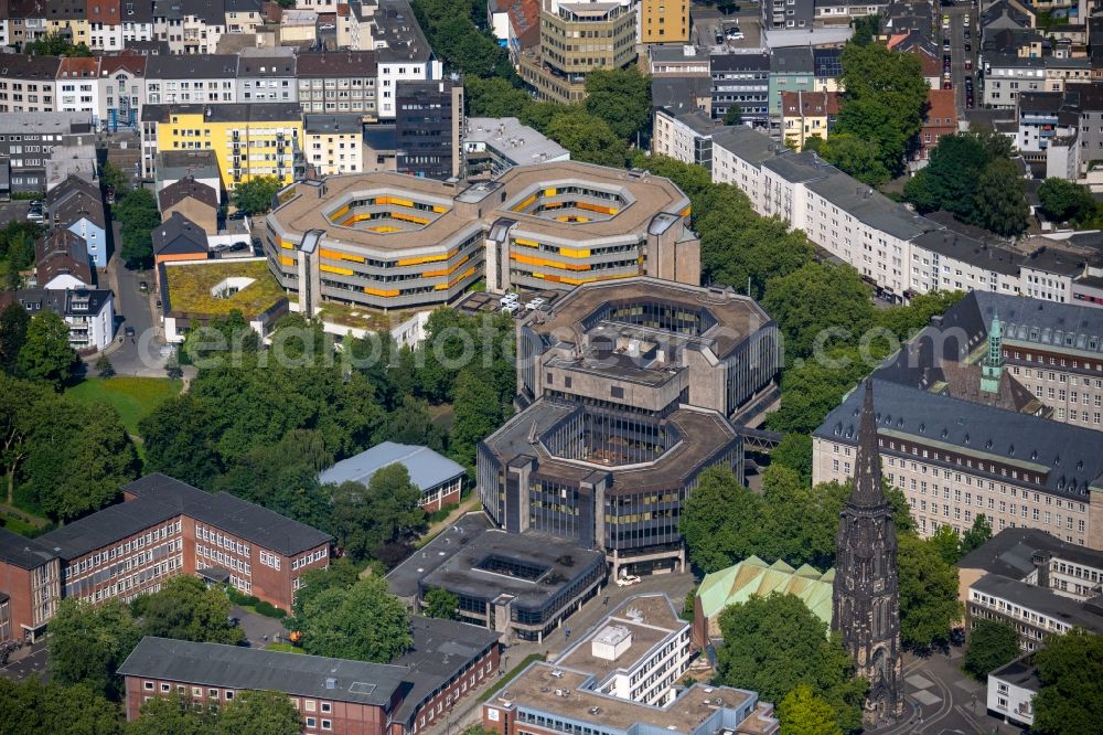 Bochum from the bird's eye view: Building of the city administration - city hall, the town library and the technical city hall in the city centre in the district Innenstadt in Bochum in the federal state North Rhine-Westphalia