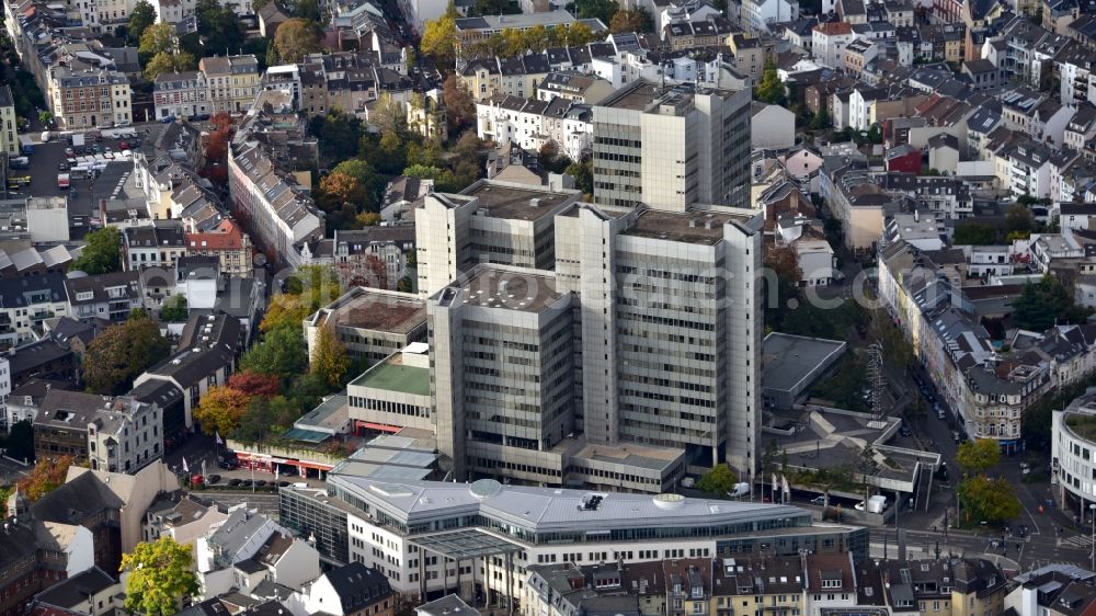 Bonn from above - Town Hall building of the city administration Stadthaus in the district Nordstadt in Bonn in the state North Rhine-Westphalia, Germany