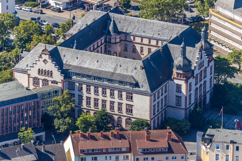 Hamm from above - Town Hall building of the city administration on Theodor-Heuss-Platz in Hamm in the state North Rhine-Westphalia, Germany