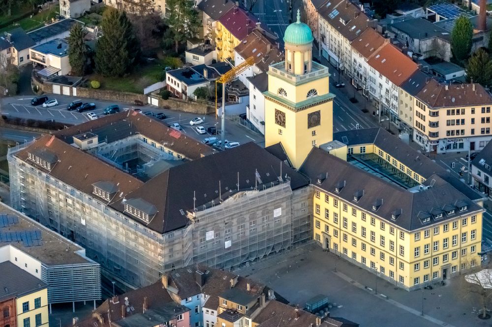 Aerial photograph Witten - Town Hall building of the city administration in Witten at Ruhrgebiet in the state North Rhine-Westphalia, Germany