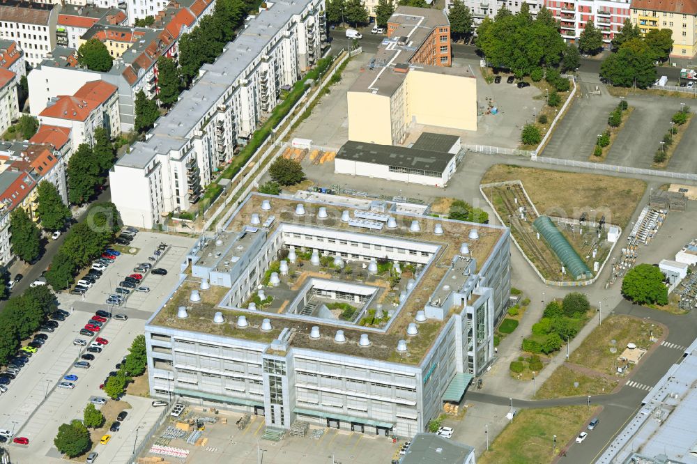 Aerial photograph Berlin - Event and conference center Forum Treptow on Heidelberger Strasse in the district of Treptow in Berlin, Germany