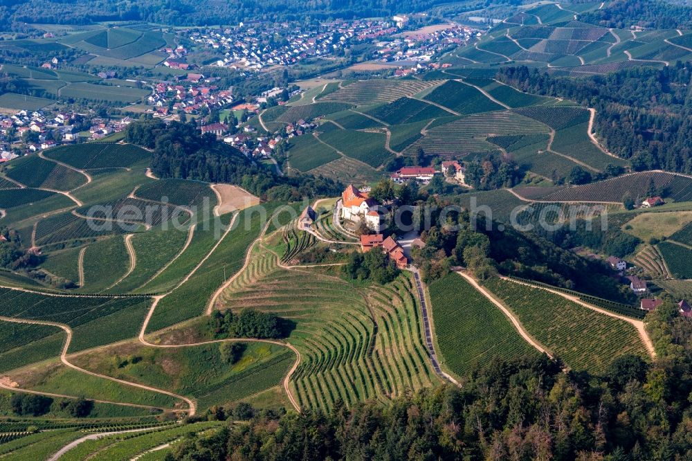 Durbach from above - Castle winery and restaurant Schloss Staufenberg in Durbach in the state Baden-Wuerttemberg, Germany