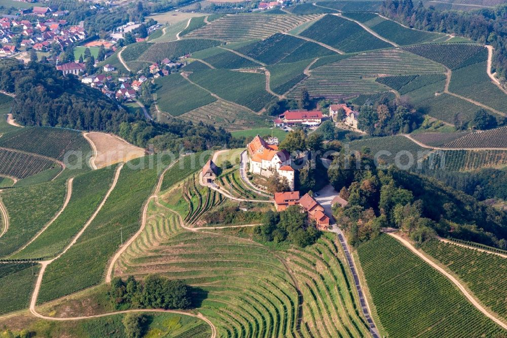 Durbach from the bird's eye view: Castle winery and restaurant Schloss Staufenberg in Durbach in the state Baden-Wuerttemberg, Germany