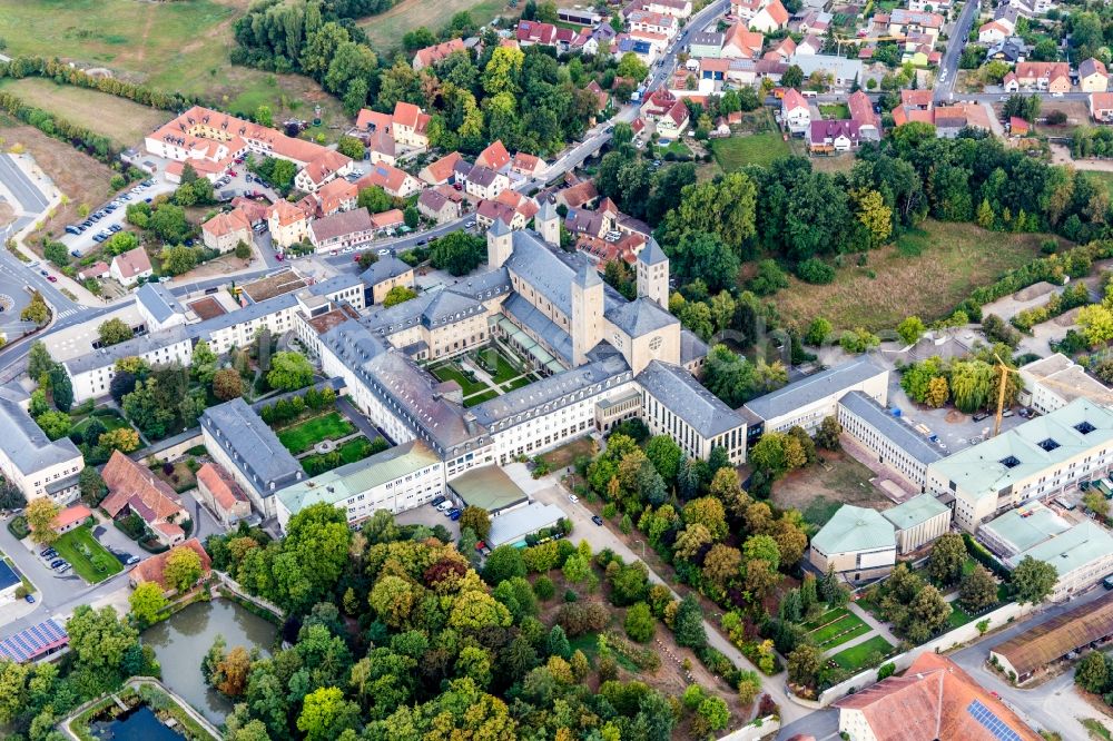 Aerial image Schwarzach am Main - Complex of buildings of the monastery Abtei Muensterschwarzach in Schwarzach am Main in the state Bavaria, Germany