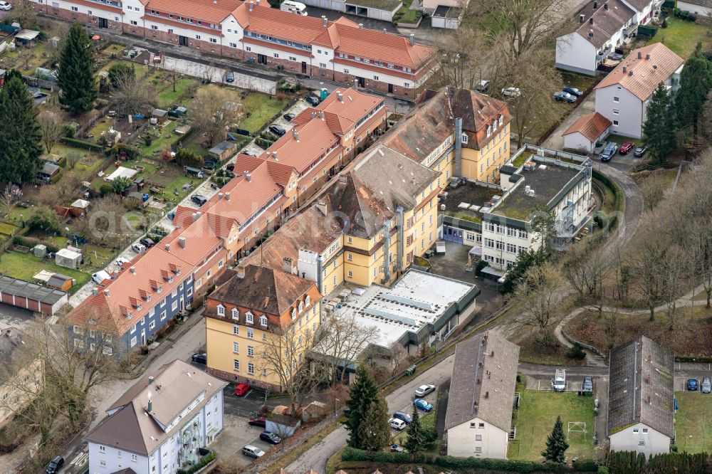 Aerial image Lahr/Schwarzwald - Building complex of the Vocational School of Badische Malerfachschule with Bundesfachschule fuer Werbetechnik on Ludwig-Frank-Strasse in Lahr/Schwarzwald in the state Baden-Wurttemberg, Germany
