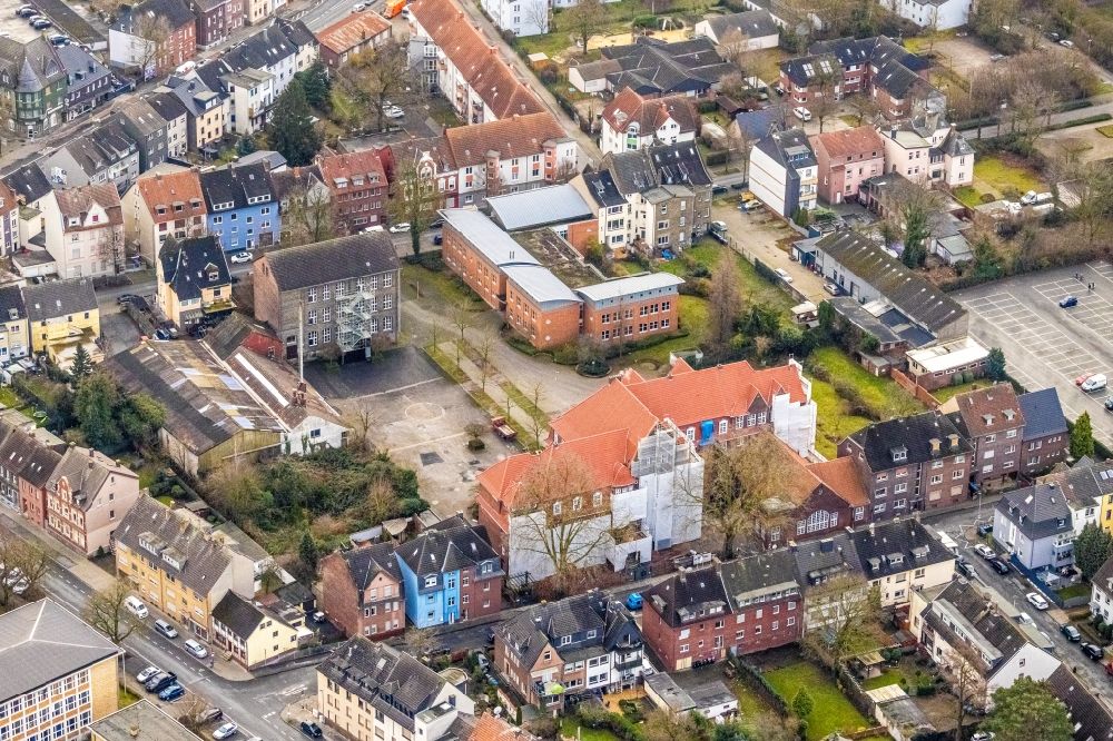 Aerial photograph Hamm - Building complex of the Vocational School - Berufkolleg on Lange Strasse in Hamm in the state North Rhine-Westphalia, Germany