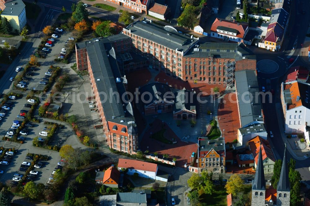Aerial image Burg - Building complex of the Vocational School Conrad Tack in Burg in the state Saxony-Anhalt