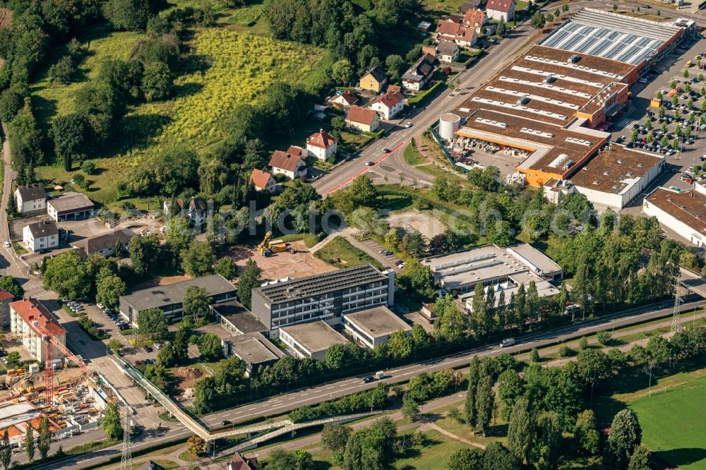 Lahr/Schwarzwald from above - Building complex of the Vocational School Gewerbliche Schule in Lahr/Schwarzwald in the state Baden-Wuerttemberg, Germany