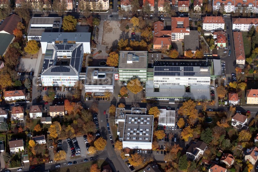 Aerial image Kitzingen - Building complex of the Vocational School Staatliche Berufsschule Kitzingen-Ochsenfurt in Kitzingen in the state Bavaria, Germany
