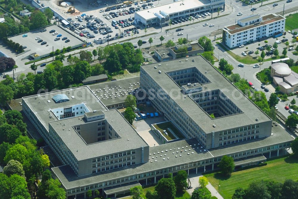 Aerial photograph Augsburg - Building complex of the Vocational School of Stadt Augsburg on Haunstetter Strasse in Augsburg in the state Bavaria, Germany