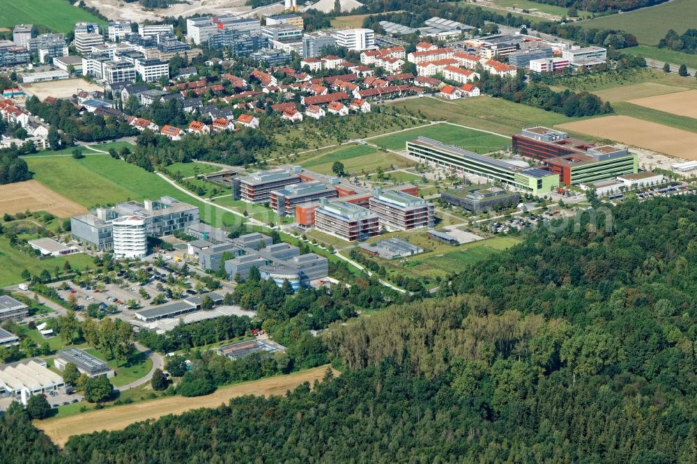 Planegg from the bird's eye view: Building complex of the Biomedical Institute of the LMU University of Munich in Planegg-Martinsried, Bavaria. With the Biomedical Center - BMC, LMU is concentrating biomedical research on the HighTechCampus in Martinsried and Grosshadern