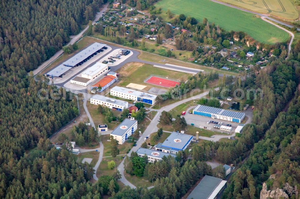 Aerial photograph Blankenburg (Harz) - Building complex of the German army - Bundeswehr military barracks Feldwebel-Anton-Schmid-Kaserne in Blankenburg (Harz) in the state Saxony-Anhalt, Germany