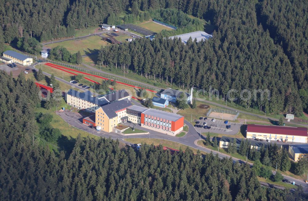 Aerial photograph Oberhof - Building complex of the German army - Bundeswehr military barracks on Rennsteig on street Am Grenzadler in Oberhof at Thueringer Wald in the state Thuringia, Germany