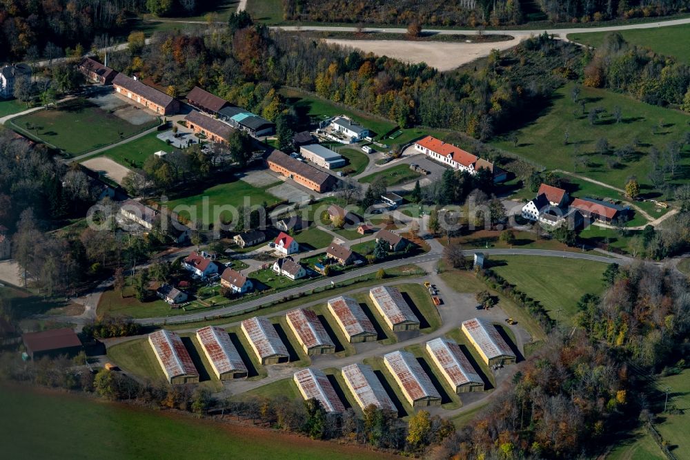 Aerial photograph Gutsbezirk Münsingen - Bunker complex and depot on the military training grounds in Gutsbezirk Muensingen in the state Baden-Wurttemberg, Germany