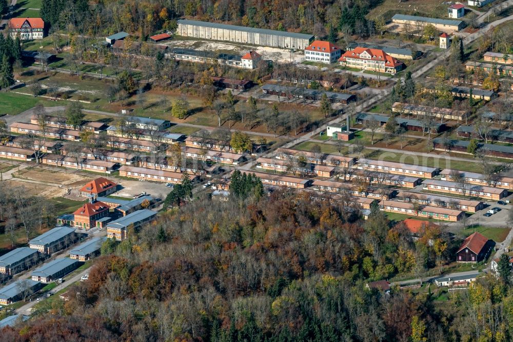 Aerial image Gutsbezirk Münsingen - Bunker complex and depot on the military training grounds in Gutsbezirk Muensingen in the state Baden-Wurttemberg, Germany
