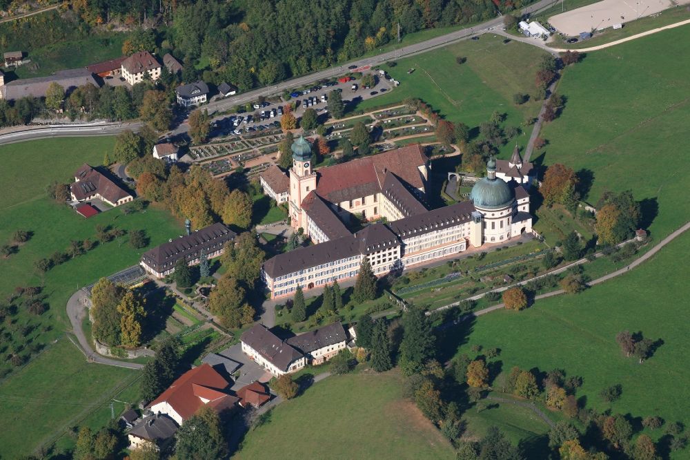 Münstertal/Schwarzwald from above - Complex of buildings of the monastery Saint Trudpert in Muenstertal/Schwarzwald in the state Baden-Wurttemberg, Germany