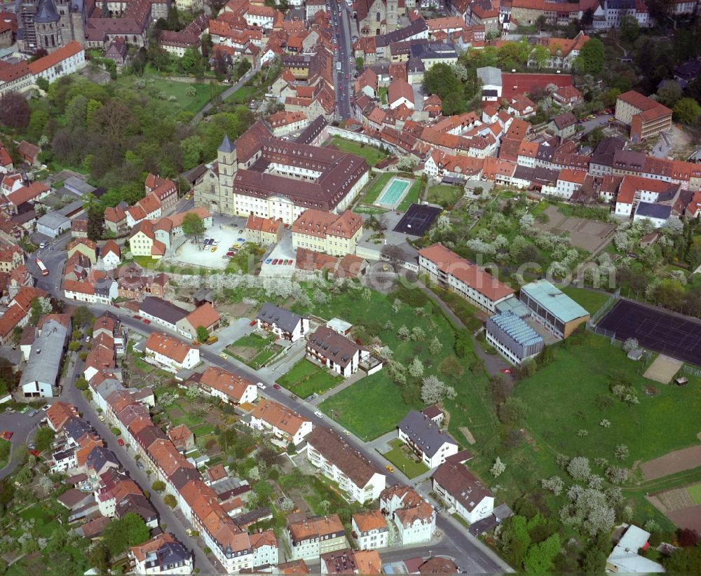 Straubing from the bird's eye view: Building complex of the former monastery and today Kirche in the district Gstuett in Straubing in the state Bavaria, Germany