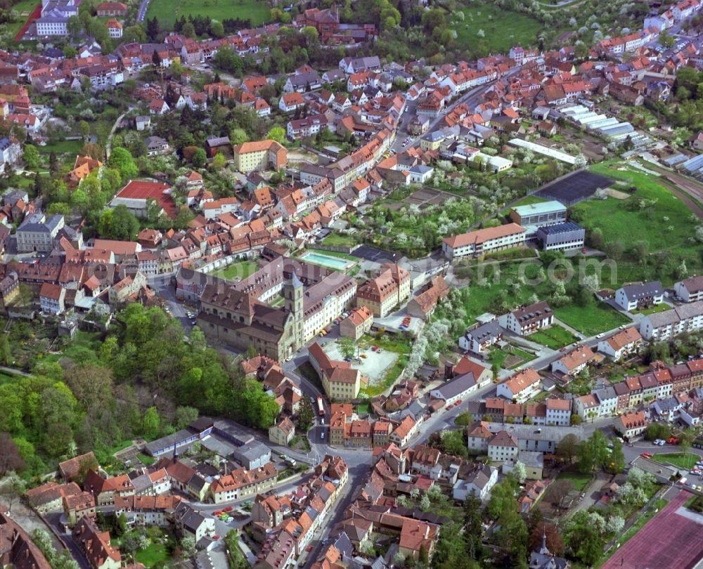 Straubing from the bird's eye view: Building complex of the former monastery and today Kirche in the district Gstuett in Straubing in the state Bavaria, Germany