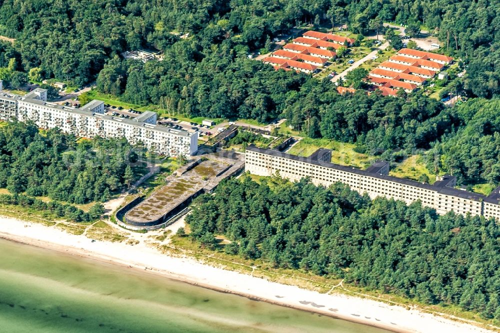 Aerial image Prora - Building complex of the former military barracks Koloss von Prora in Prora in the state Mecklenburg - Western Pomerania