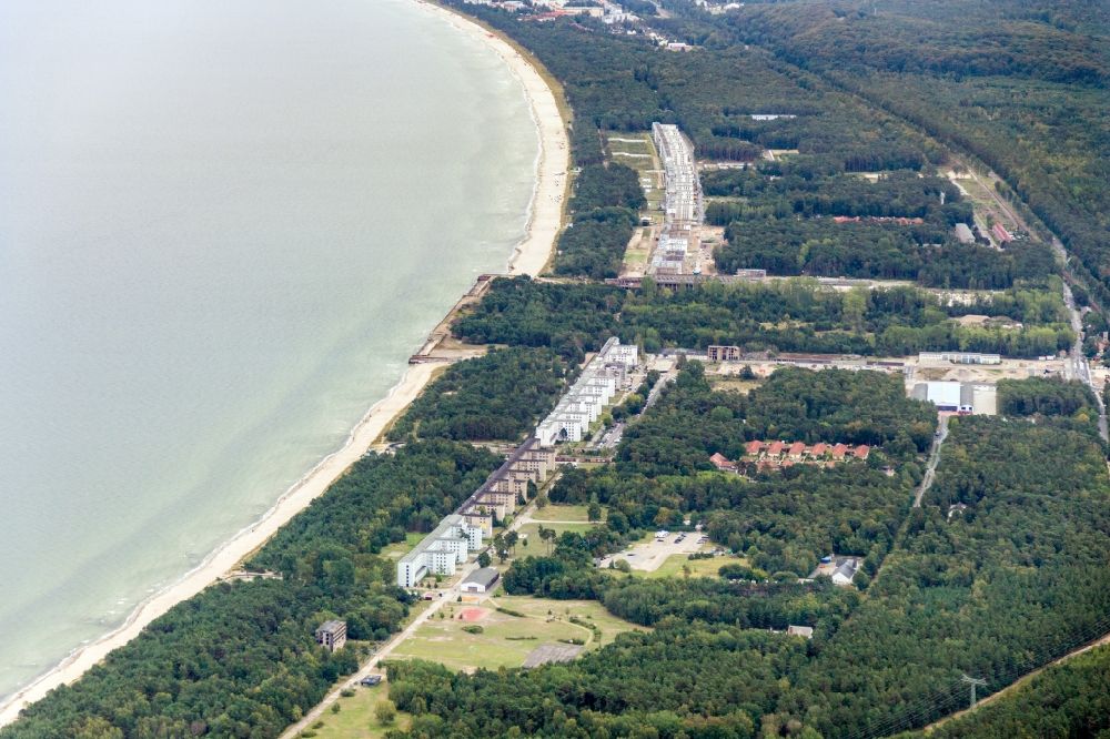 Aerial photograph Prora - Building complex of the former military barracks Koloss von Prora in Prora in the state Mecklenburg - Western Pomerania