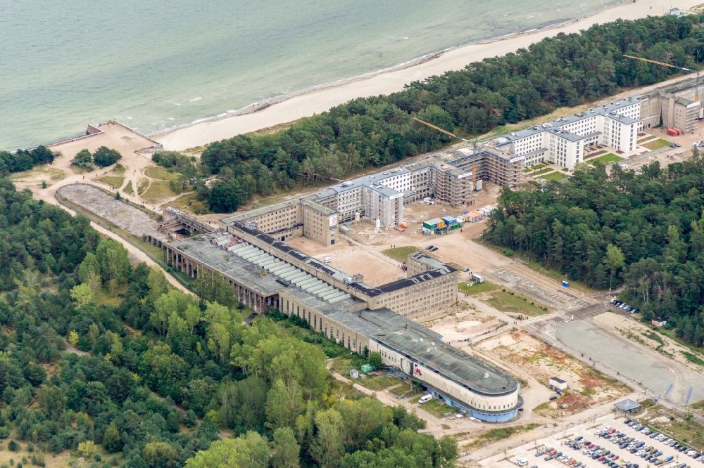 Aerial image Prora - Building complex of the former military barracks Koloss von Prora in Prora in the state Mecklenburg - Western Pomerania