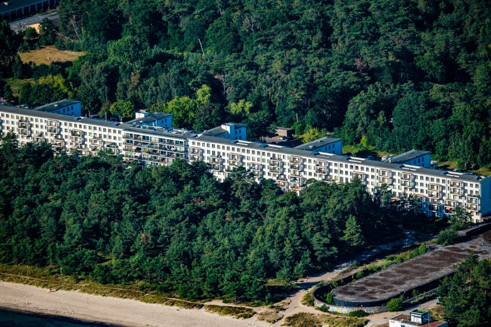 Prora from above - Building complex of the former military barracks Koloss von Prora in Prora in the state Mecklenburg - Western Pomerania