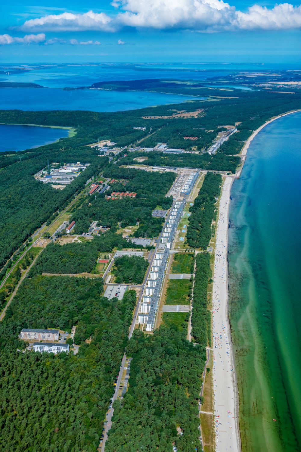 Prora from the bird's eye view: Building complex of the former military barracks Koloss von Prora in Prora in the state Mecklenburg - Western Pomerania
