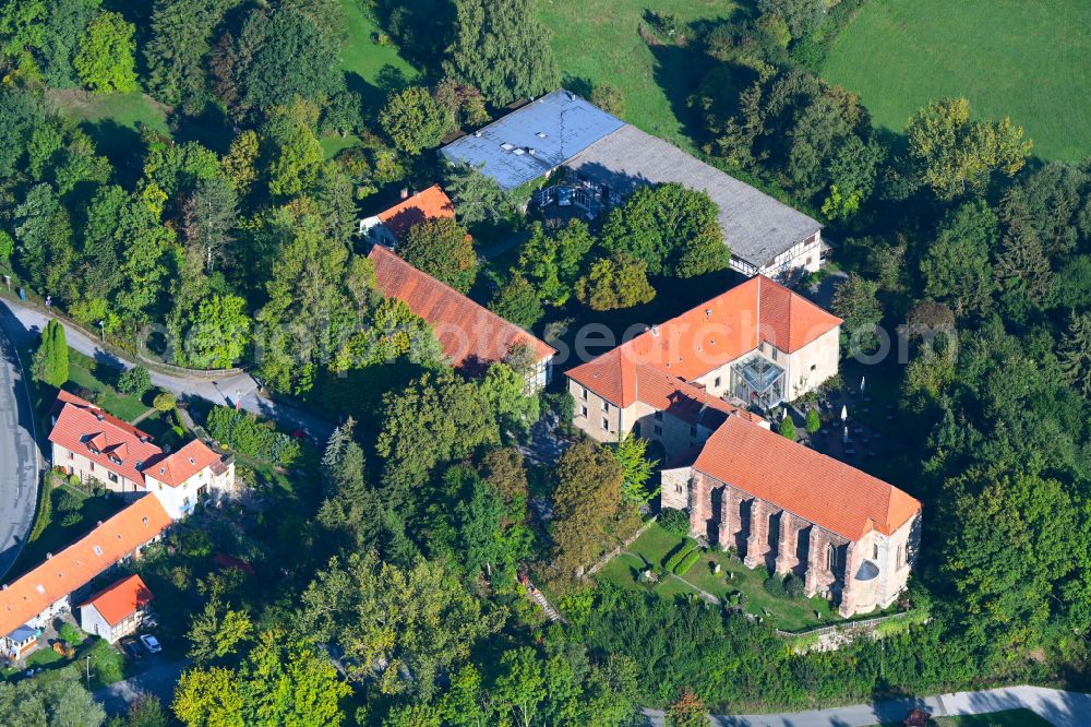 Aerial photograph Brunshausen - Building complex of the former monastery and today Kloster Brunshausen in Brunshausen in the state Lower Saxony, Germany