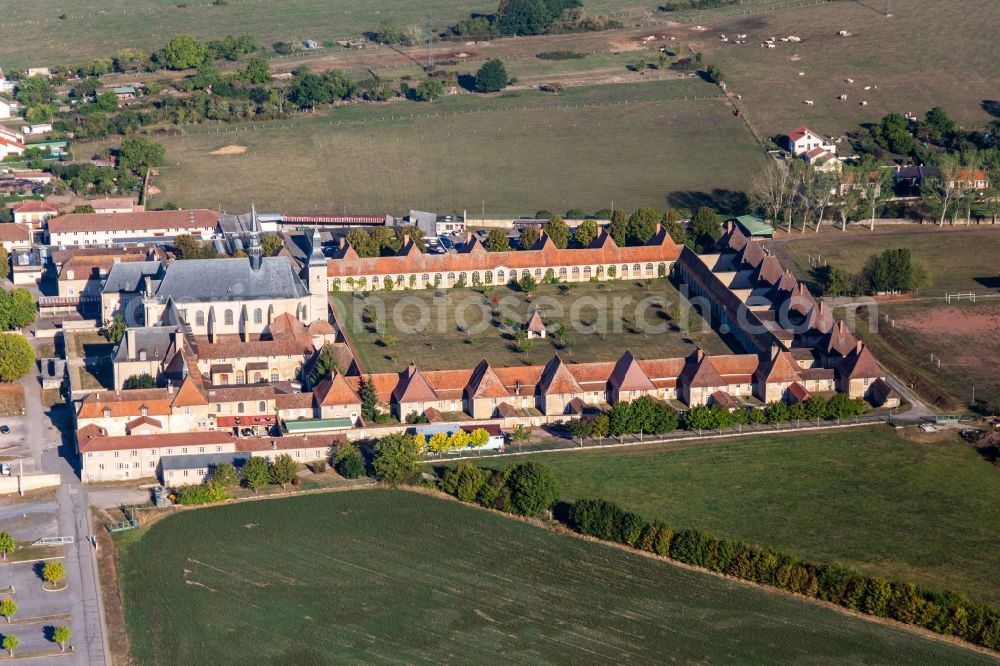 Art-sur-Meurthe from above - Building complex of the former monastery Abbaye de Bosserville and today Private Vocational School Saint Michell in Art-sur-Meurthe in Grand Est, France