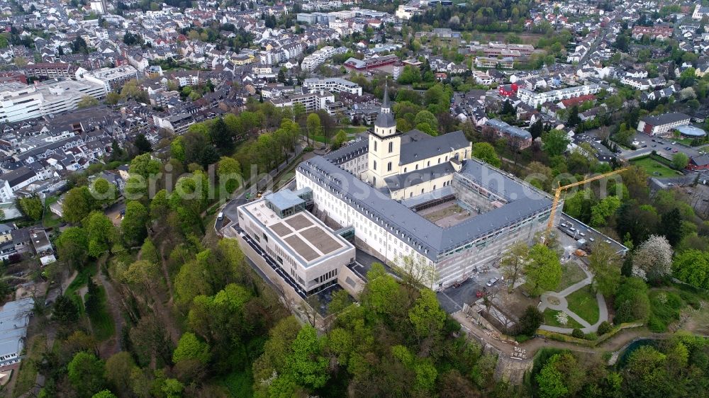 Siegburg from above - Building complex of the former monastery Abtei St. Michael in the district Wolsdorf in Siegburg in the state North Rhine-Westphalia, Germany