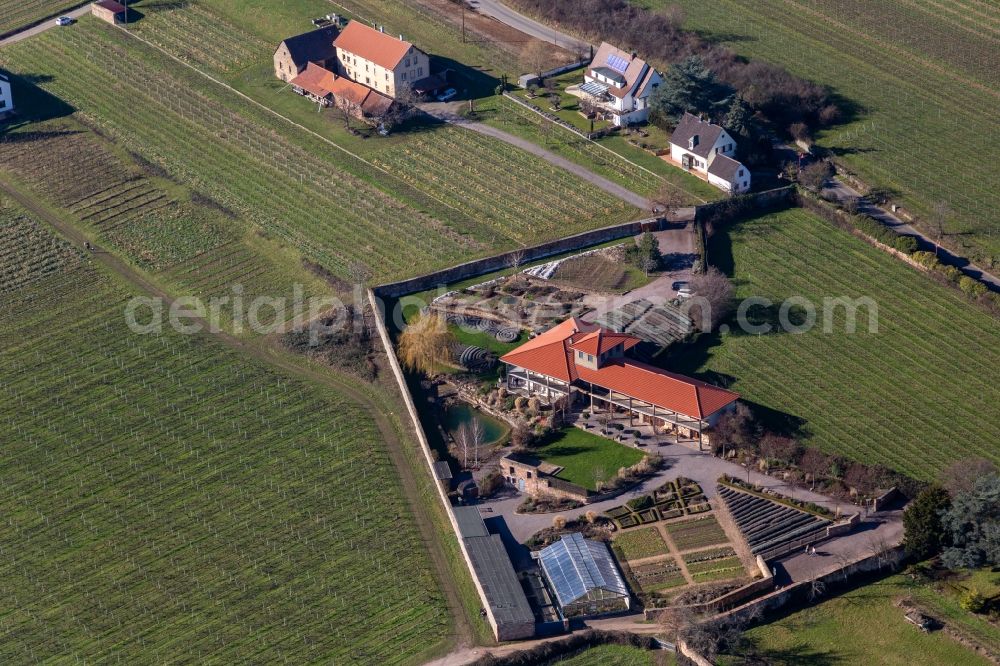 Aerial image Edenkoben - Building complex of the former monastery and today Gardener in Edenkoben in the state Rhineland-Palatinate, Germany