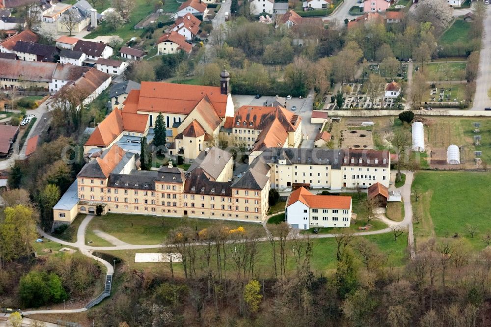 Aerial image Niederviehbach - Building complex of the former monastery and today Realschule St. Maria in Niederviehbach in the state Bavaria, Germany