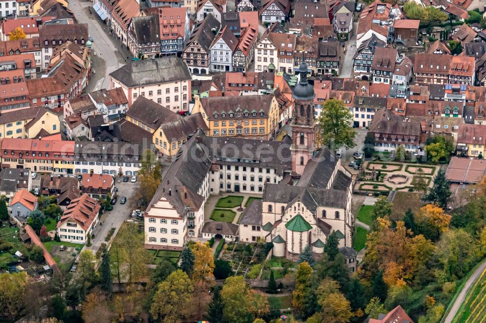 Aerial photograph Gengenbach - Building complex of the former monastery and today Sankt Marien in Gengenbach in the state Baden-Wurttemberg, Germany