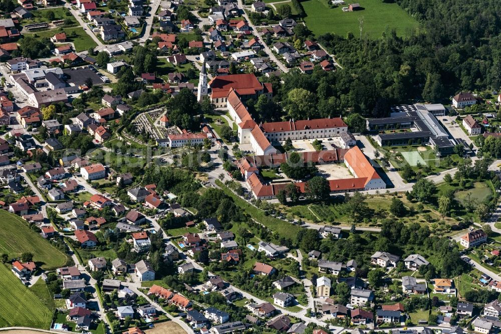 Ranshofen from above - Building complex of the former monastery and today Schloss Ranshofen in Ranshofen in Oberoesterreich, Austria